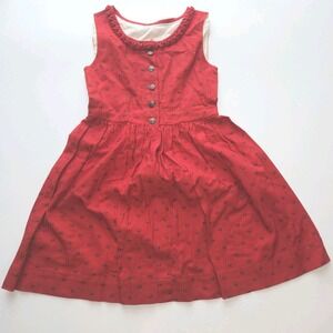 Vintage Austrian Dirndl Dress KIBEK Kitzbühel Tirol Girls Red‎ Cotton Size 75